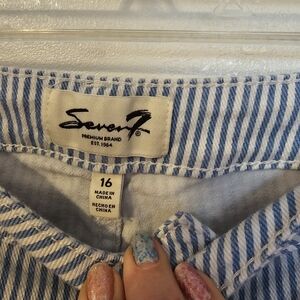 Seven7 Women's Blue and White Striped Boyfriend Jeans